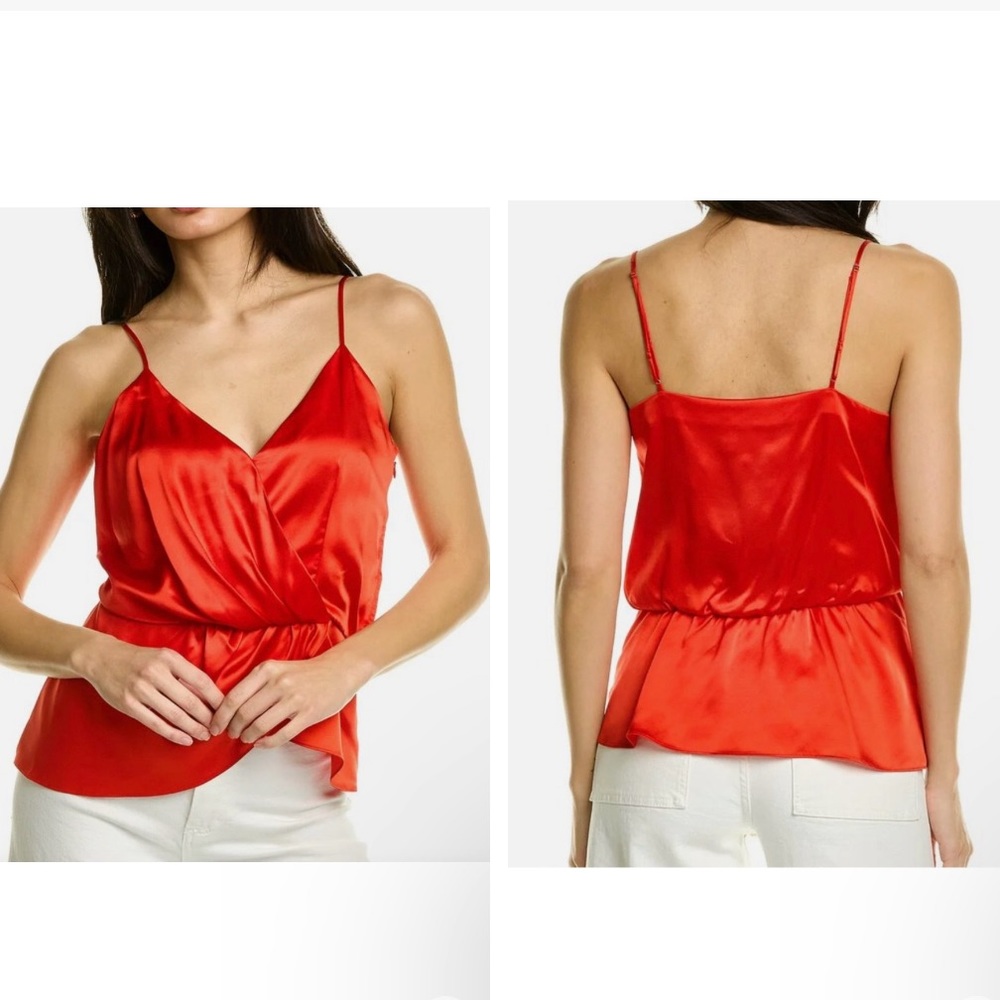 cinq a sept Red Satin Camisole Blouse